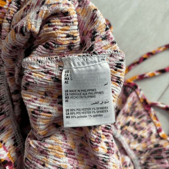 Bar III Shorts Textured Ruffle Drawstring Pull-On Tiger Tracks Orange Pink Large - Picture 4 of 6